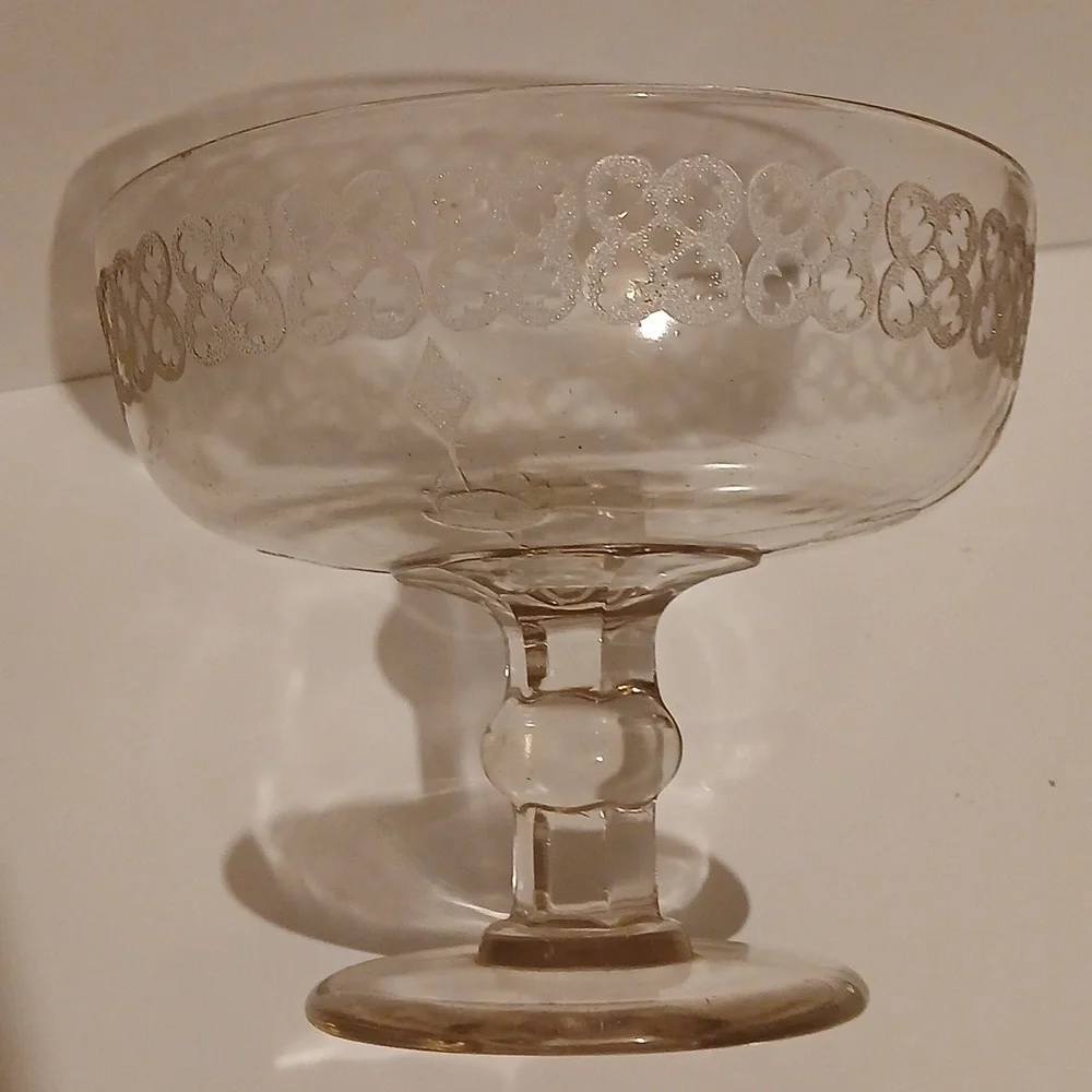 Elegant Antique 1880s EAPG Quatrefoil Clear Glass Compote Bowl
